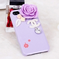 New Bling Crystal Purple Rose Logo Tear Drop Rhinestone Purple iPhone 4/4S Case