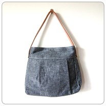 50s Inspired Hobo Bag without FLAP - Black Japanese Linen 