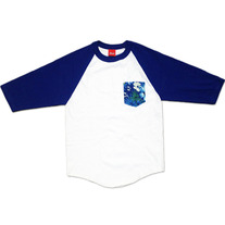Tropical Pocket Baseball Tshirt WHITE/ROYAL