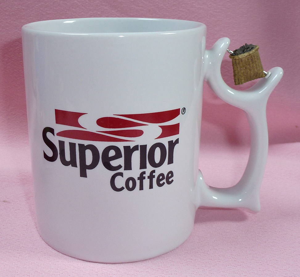 Superior Coffee Logo Spinning Spinner Coffee Bean Bag Handle Ceramic