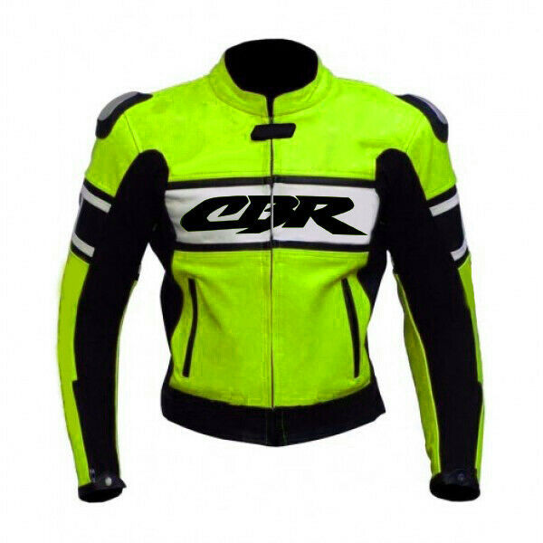 Men's Custom Fluoresce CBR Motorcycle Style Biker Cowhide Leather