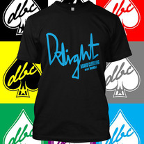 Script Logo Tee (black, white, and blue tees)
