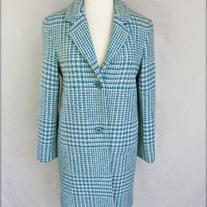 Blue and White Hounds-tooth Coat