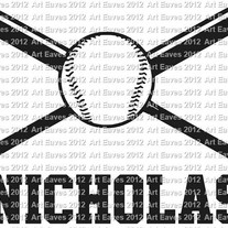 Customized Bat and Ball Baseball Vinyl Decal