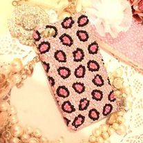 iphone 4G Design #601, New Bling Crystal Sparkle Pink Leopard Pattern Pink iPhone 4/4S Case