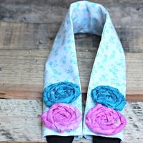 Teal Flowers Pink Rosettes Camera Strap Cover