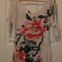 Rhinestone Roses Cold-Shoulder Top