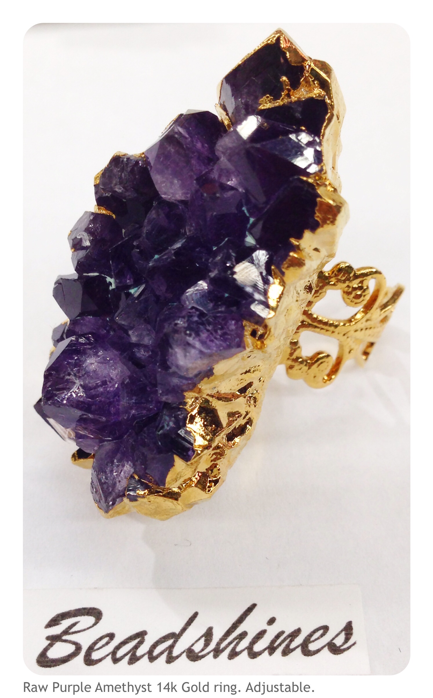 Raw Purple Amethyst 14K Gold Plated Ring · BEADSHINES ...