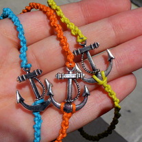 7 colors to choose from: Braided Anchor Bracelet 