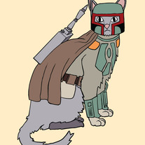 Boba Fett cat, 5x7 print