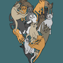 Cat heart, 5x7 print