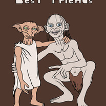 Gollum and Dobby are best friends, 5x7 print