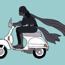 Darth Vader riding a Vespa, 5x7 print