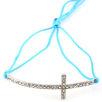 Side Cross Rhinestone Cord Bracelet