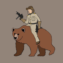 Teddy Roosevelt riding bear, 5x5 print