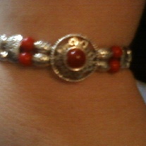 Red Coral & silver beaded bracelet
