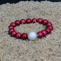 Bracelet-silver_focal_red_glass_pearls_1