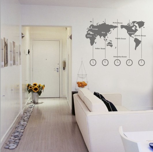 Clock Wall Art removable vinyl world map wall decal time wall art clock wall Clock Wall Art removable vinyl world map wall decal time wall art clock wall