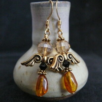 Amber angel earrings 