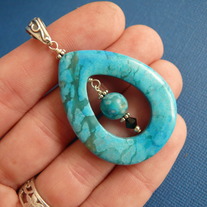 Blue turquoise pendant and earrings set