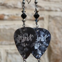Black pearl guitar pick earrings