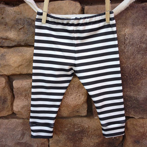 black and white striped baby leggings