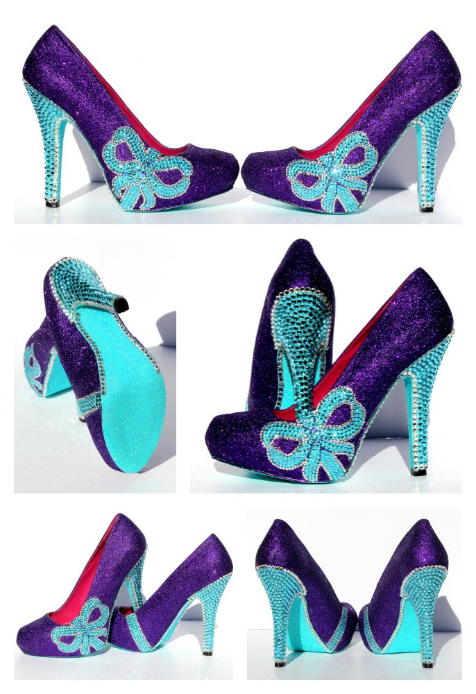Tiffany Blue and Purple Glitter Heels 