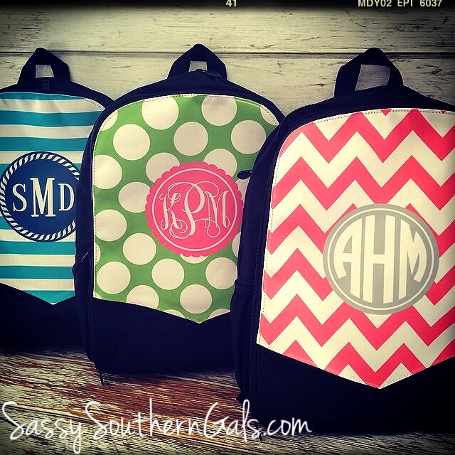 monogram bookbag
