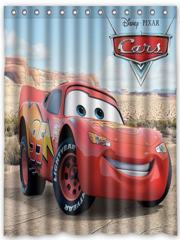 Disney Pixar Cars Lightning Mcqueen Shower Locker Curtain 66 X 72