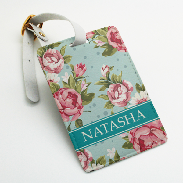 floral luggage tag