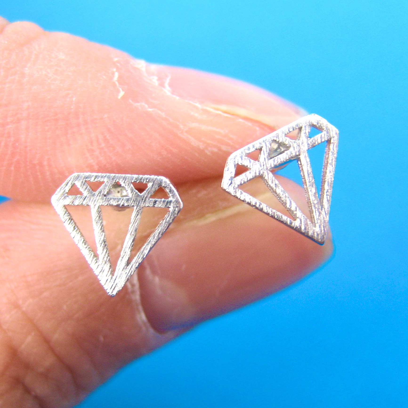 Diamond Shaped Stud Earrings in Sterling Silver · DOTOLY Animal Jewelry