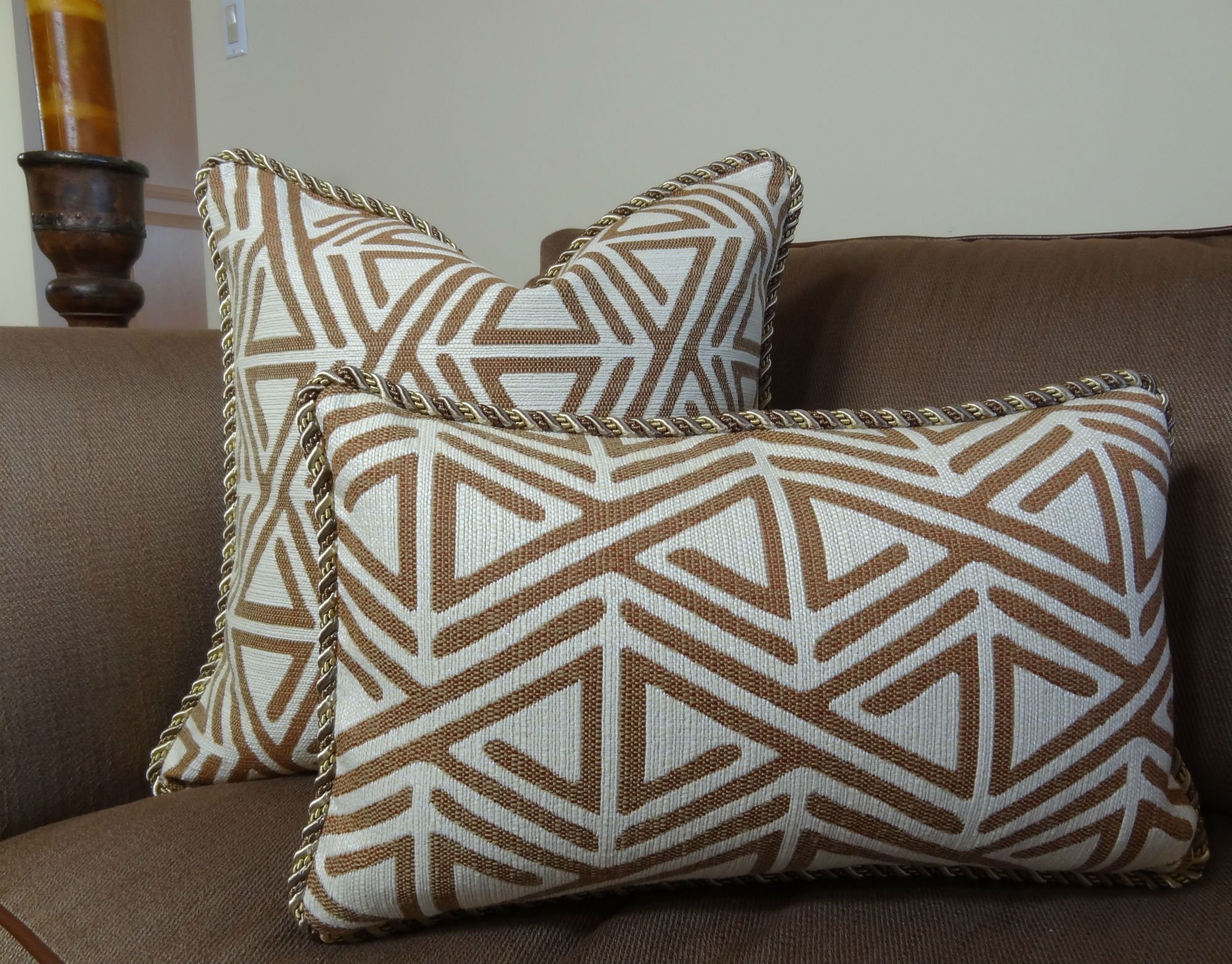 20 X 20 Decorative Throw Pillow Modern Geometric Pillow Tan