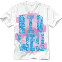 Block Letter V-neck (white)