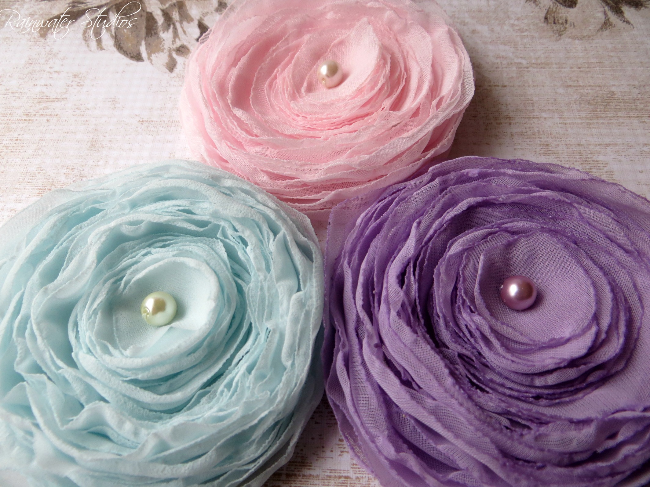 Wedding Hair Flower Shabby Chic Pastel Wedding Hair Flowers Trio