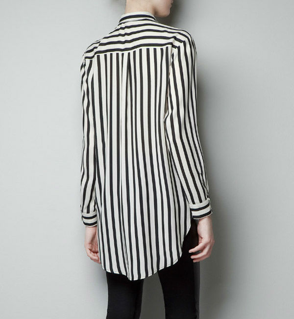 B&W Stripe Sheer Sleeveless Zip Blouse Palm - S/M main image 1