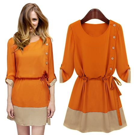 3/4 Sleeve Chiffon Dress