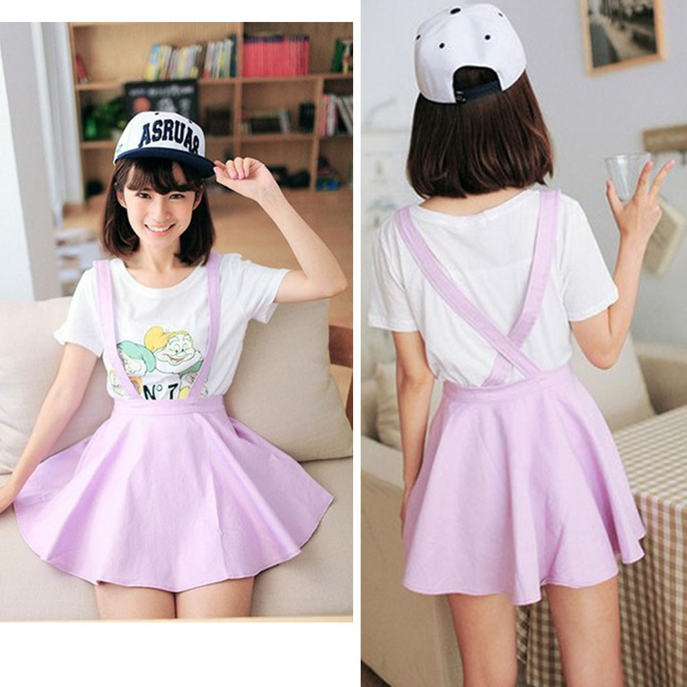 purple overall skirt