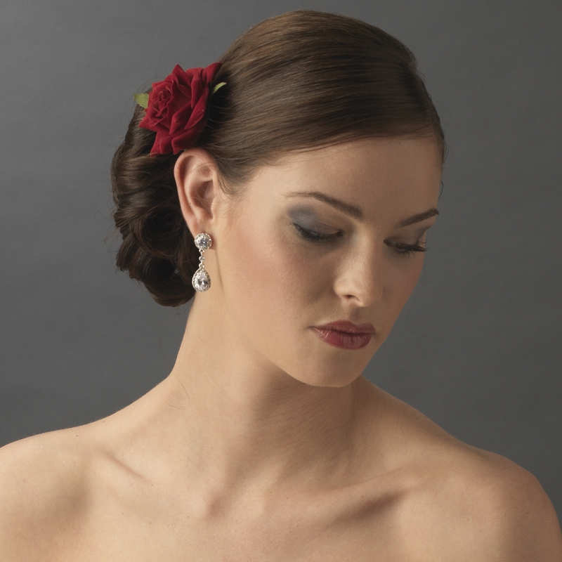 Red Rose Hair Clip For Bridal Wedding Day Clip Red Curvy
