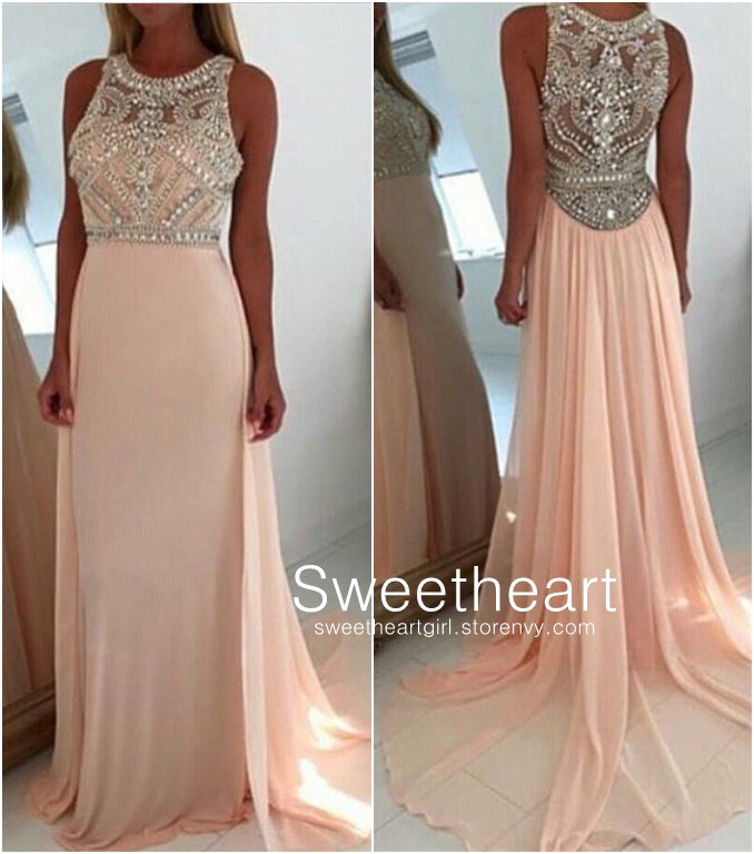 Light Pink Long Prom Dresses