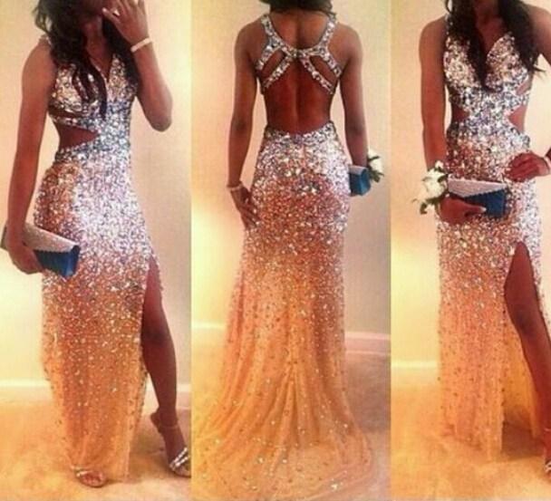 Prom Dress with Rhinestones