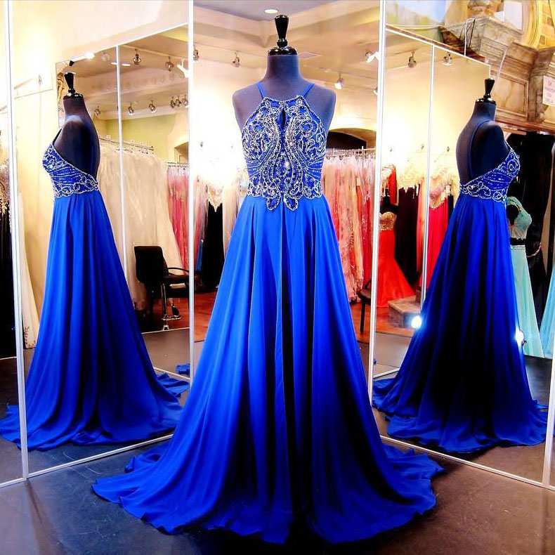 Beaded Backless Prom Dresses 