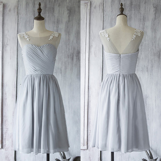 gray bridesmaid dresses short
