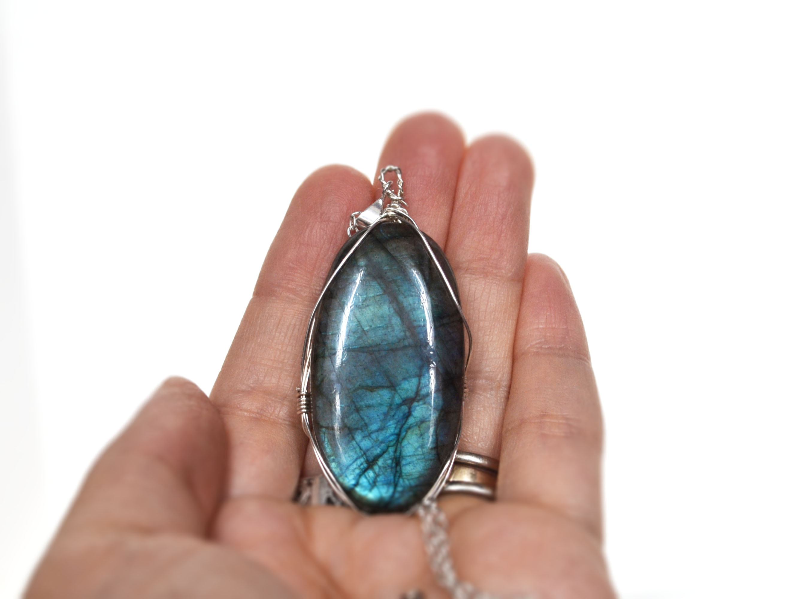 Labradorite Necklace Blue Flash Labradorite Cord Necklace