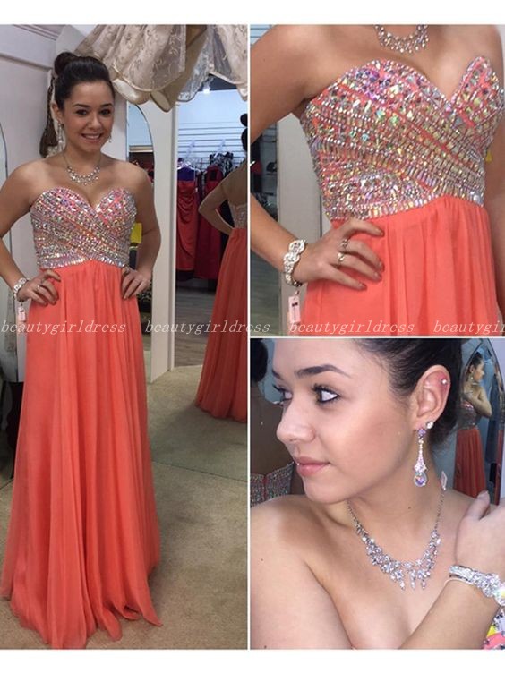 Watermelon Chiffon Prom Dress