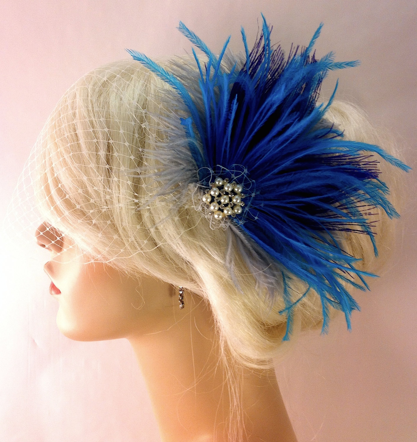 Peacock Hair Clip Bridal Fascinator Wedding Headpiece Feather