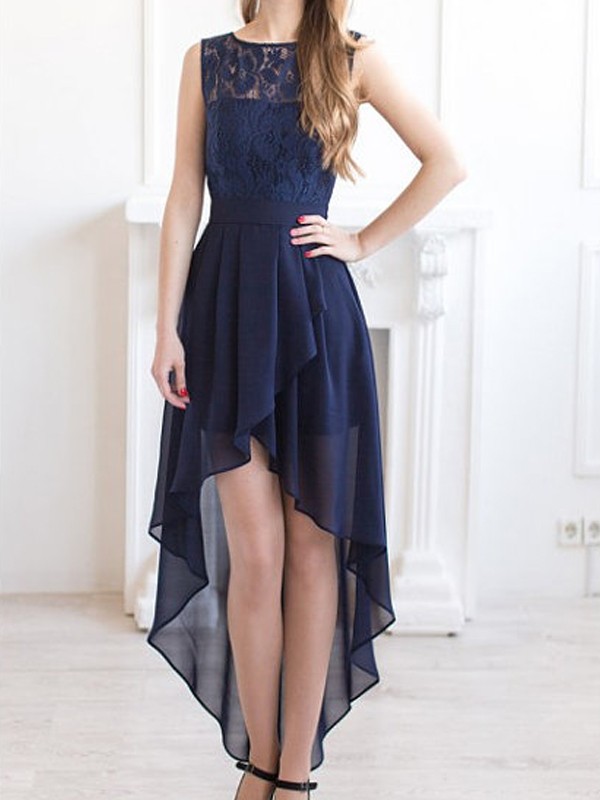 high low dresses navy blue