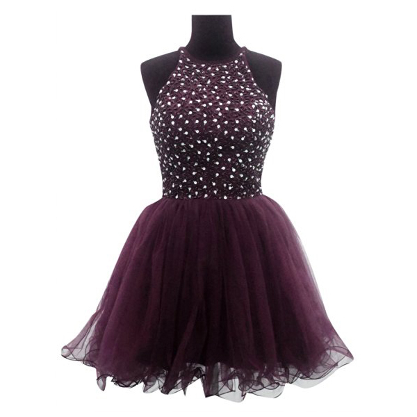 homecoming dress with sequin and bead embellishments