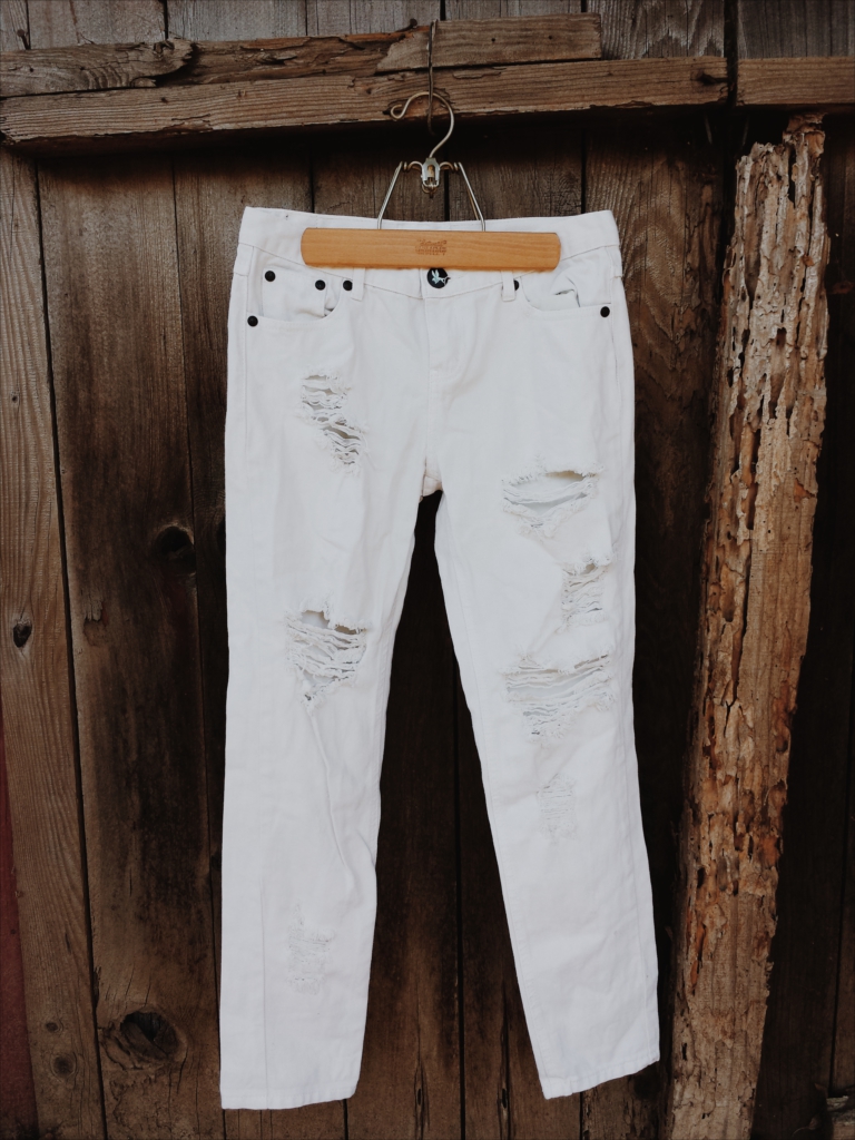 SOLIDVINTAGE 'One Teaspoon' Distressed White Jeans from Storenvy