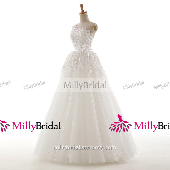 Asymmetrical Ivory Wedding Dress