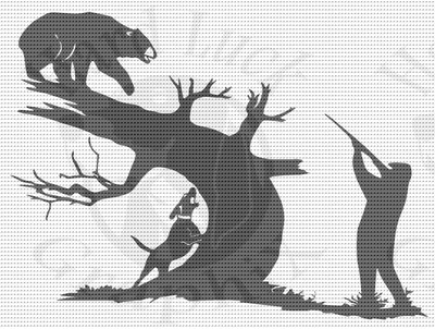 Tree'd Bear with Hound and Hunter 6" Decal · Hard Luck GraphiX · Online